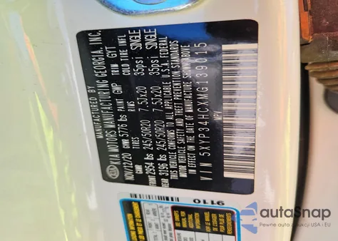 2021 Kia Telluride Ex z USA, uszkodzony, nr VIN 5XYP34HCXMG139015